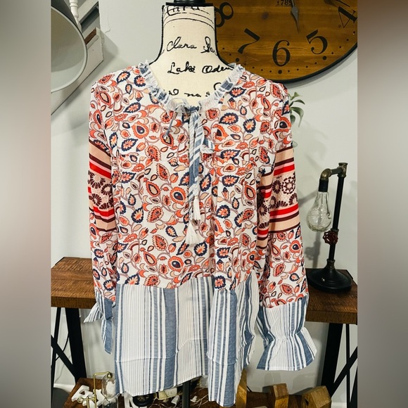 Loose Fit Floral Striped Blouse Top - Picture 5 of 8